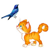 Котёнок и скворец - 